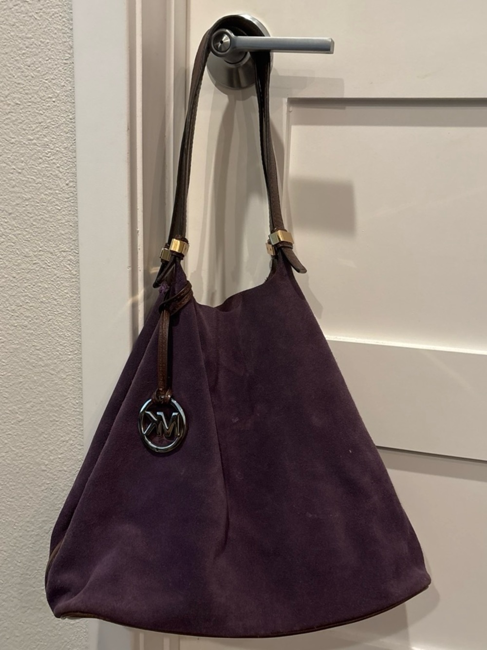 Michael Kors Deep Purple Suede Shoulder Hobo Bag